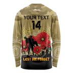 Custom Collingwood Football ANZAC Long Sleeve Shirt Gallipoli Camouflage With Poppies
