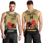 Custom Collingwood Football ANZAC Men Tank Top Gallipoli Camouflage With Poppies