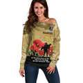 Custom Collingwood Football ANZAC Off Shoulder Sweater Gallipoli Camouflage With Poppies