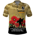 Custom Collingwood Football ANZAC Polo Shirt Gallipoli Camouflage With Poppies