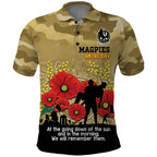 Custom Collingwood Football ANZAC Polo Shirt Gallipoli Camouflage With Poppies