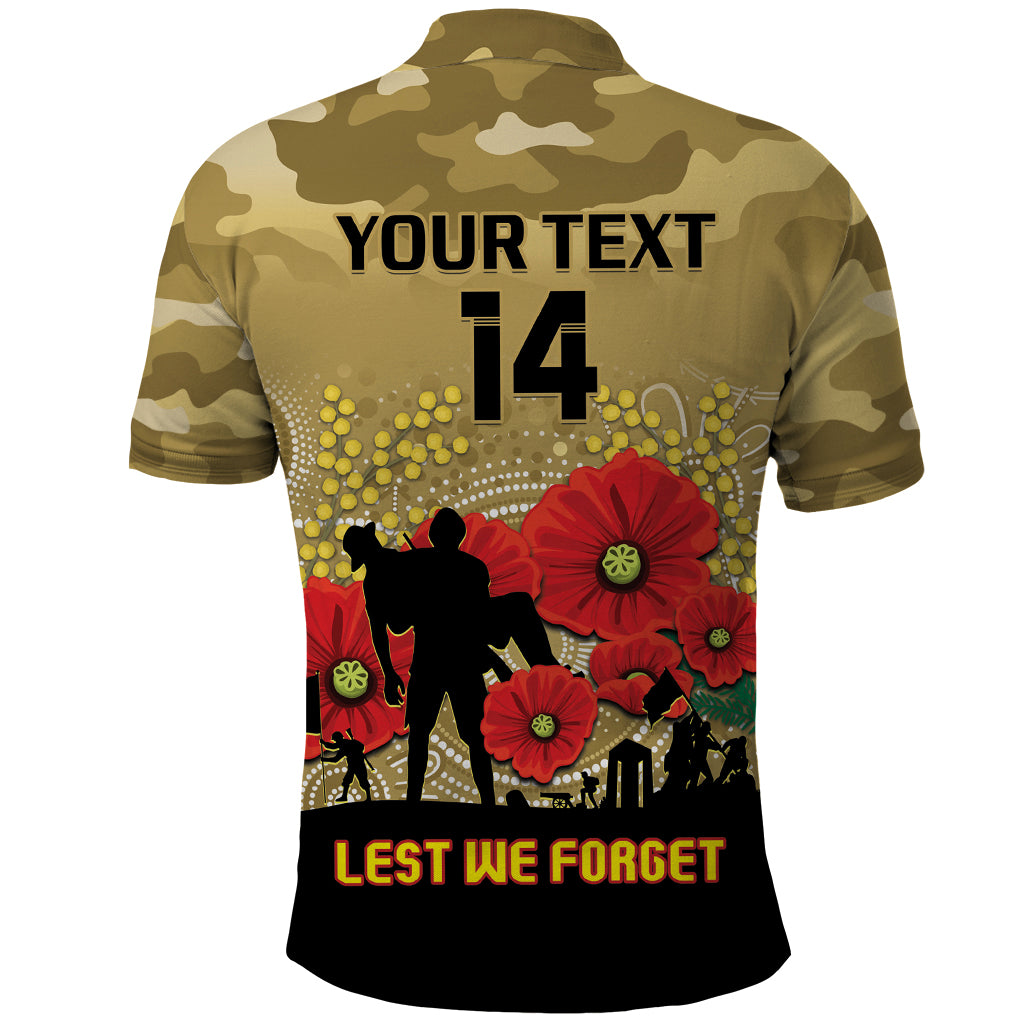 Custom Collingwood Football ANZAC Polo Shirt Gallipoli Camouflage With Poppies