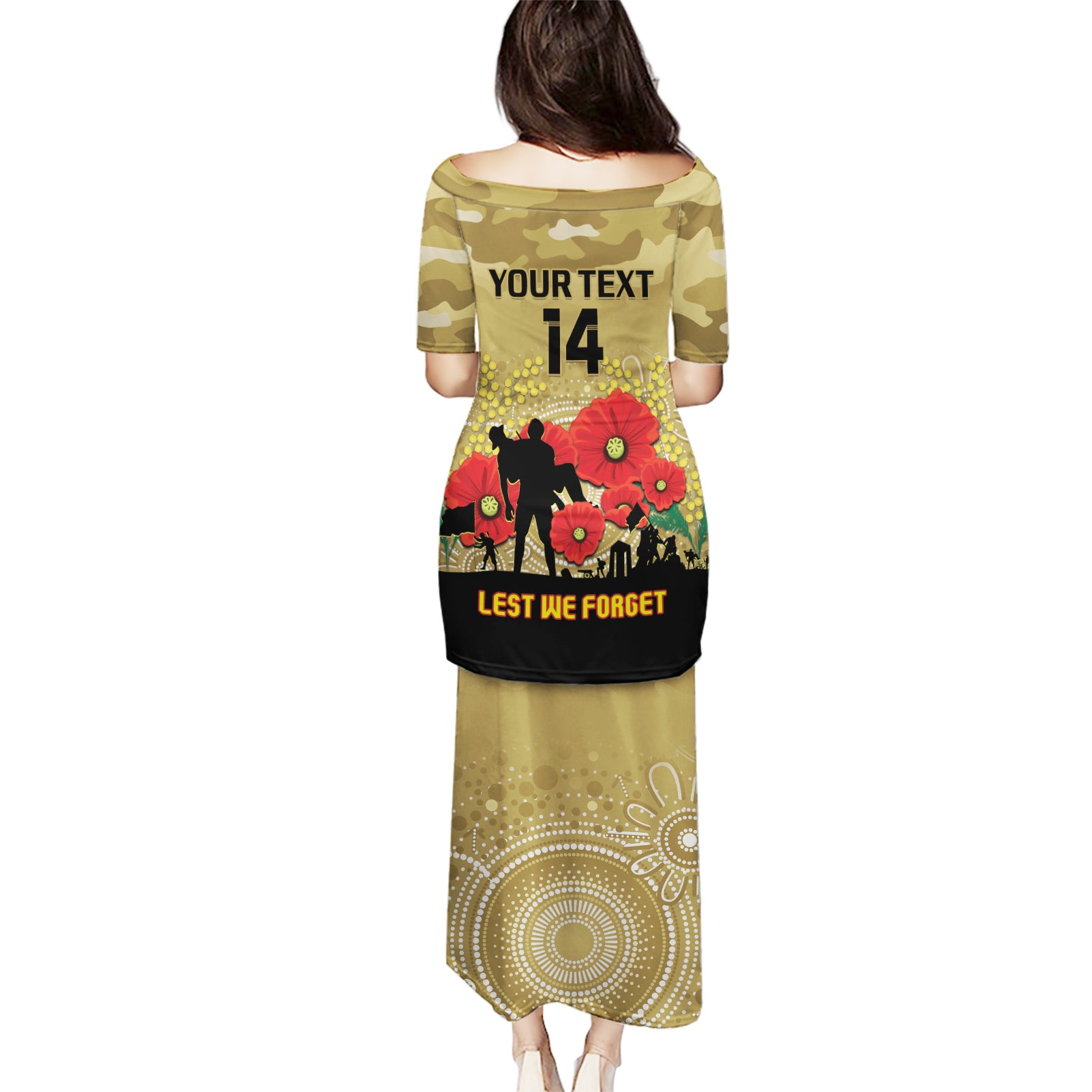 Custom Collingwood Football ANZAC Puletasi Gallipoli Camouflage With Poppies