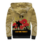 Custom Collingwood Football ANZAC Sherpa Hoodie Gallipoli Camouflage With Poppies