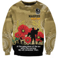 Custom Collingwood Football ANZAC Sweatshirt Gallipoli Camouflage With Poppies