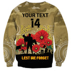Custom Collingwood Football ANZAC Sweatshirt Gallipoli Camouflage With Poppies