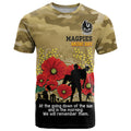 Custom Collingwood Football ANZAC T Shirt Gallipoli Camouflage With Poppies