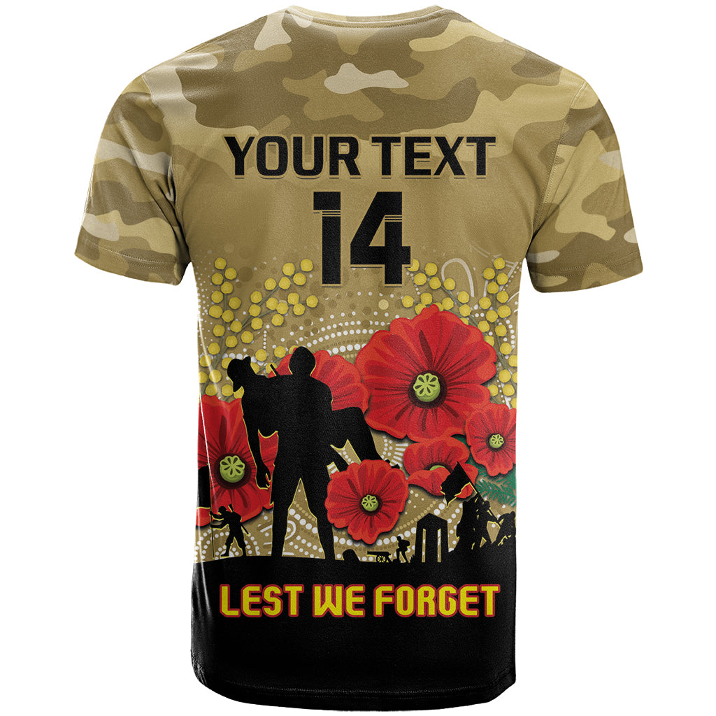 Custom Collingwood Football ANZAC T Shirt Gallipoli Camouflage With Poppies
