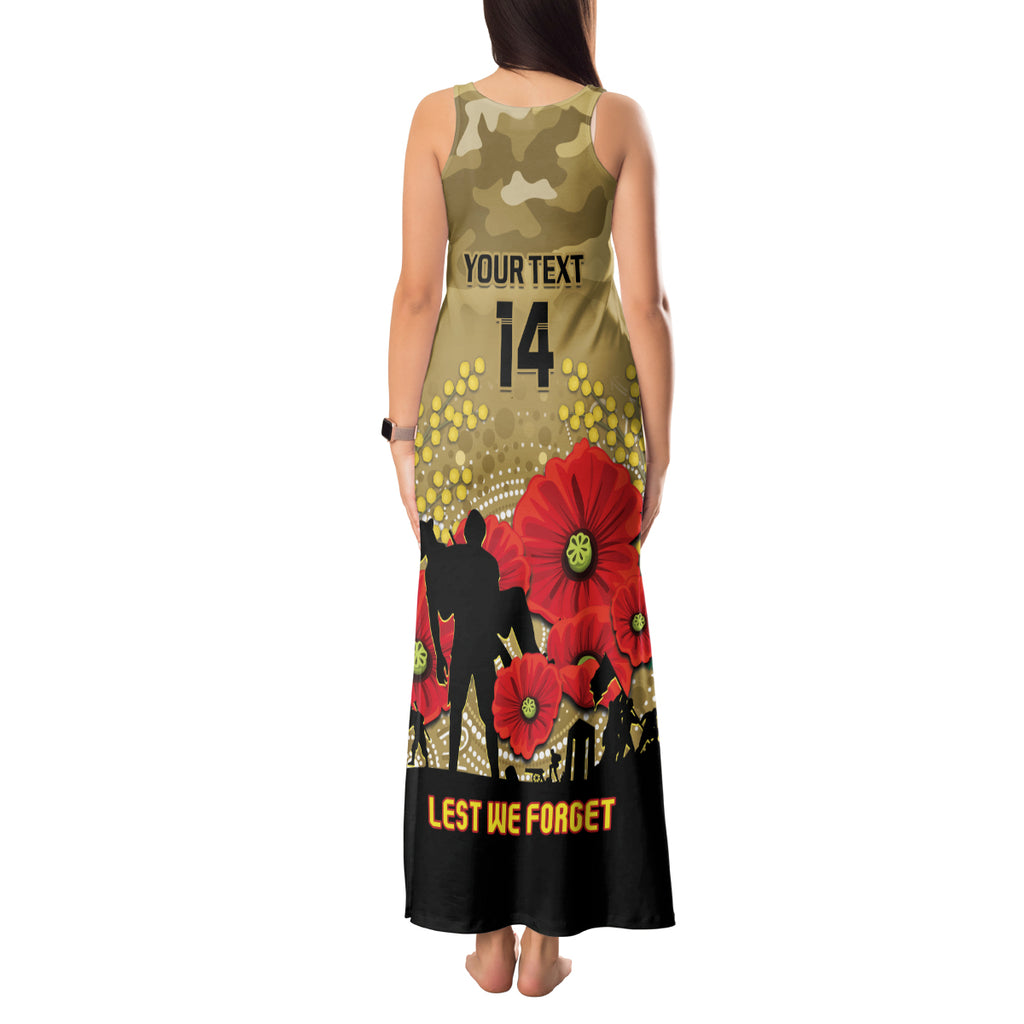 Custom Collingwood Football ANZAC Tank Maxi Dress Gallipoli Camouflage With Poppies