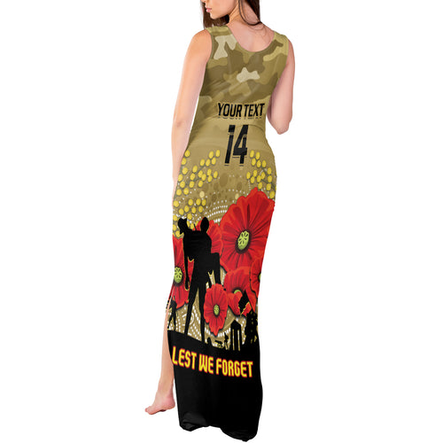 Custom Collingwood Football ANZAC Tank Maxi Dress Gallipoli Camouflage With Poppies