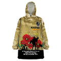 Custom Collingwood Football ANZAC Wearable Blanket Hoodie Gallipoli Camouflage With Poppies