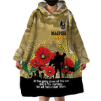 Custom Collingwood Football ANZAC Wearable Blanket Hoodie Gallipoli Camouflage With Poppies