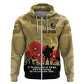 Custom Collingwood Football ANZAC Zip Hoodie Gallipoli Camouflage With Poppies
