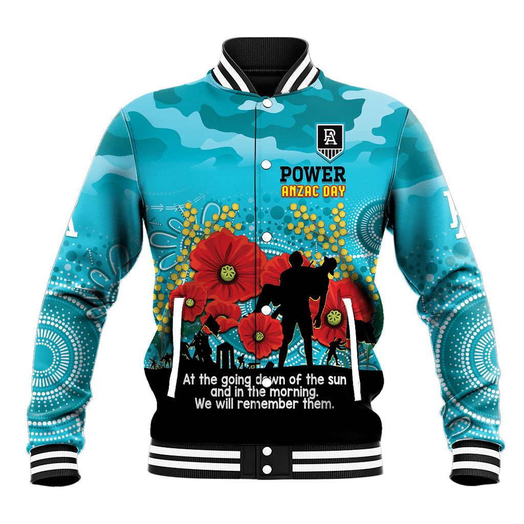 Custom Port Adelaide Football ANZAC Baseball Jacket Gallipoli Camouflage With Poppies