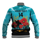 Custom Port Adelaide Football ANZAC Baseball Jacket Gallipoli Camouflage With Poppies