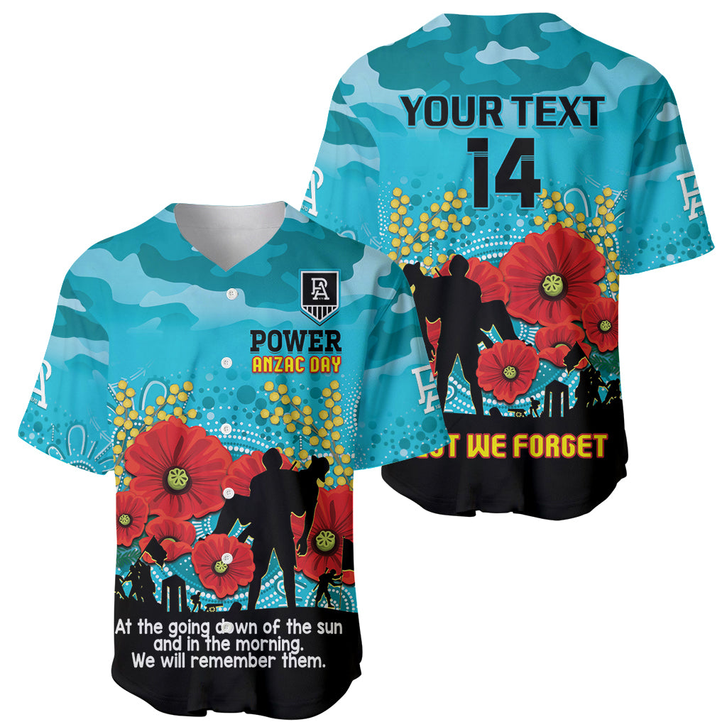 Custom Port Adelaide Football ANZAC Baseball Jersey Gallipoli Camouflage With Poppies