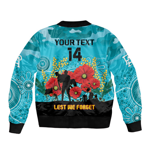 Custom Port Adelaide Football ANZAC Bomber Jacket Gallipoli Camouflage With Poppies