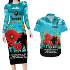 Custom Port Adelaide Football ANZAC Couples Matching Long Sleeve Bodycon Dress and Hawaiian Shirt Gallipoli Camouflage With Poppies