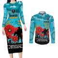 Custom Port Adelaide Football ANZAC Couples Matching Long Sleeve Bodycon Dress and Long Sleeve Button Shirt Gallipoli Camouflage With Poppies