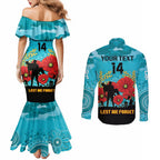 Custom Port Adelaide Football ANZAC Couples Matching Mermaid Dress and Long Sleeve Button Shirt Gallipoli Camouflage With Poppies