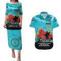 Custom Port Adelaide Football ANZAC Couples Matching Puletasi and Hawaiian Shirt Gallipoli Camouflage With Poppies