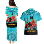 Custom Port Adelaide Football ANZAC Couples Matching Puletasi and Hawaiian Shirt Gallipoli Camouflage With Poppies