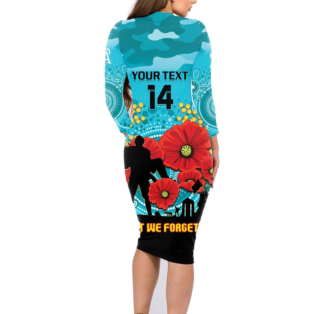 Custom Port Adelaide Football ANZAC Family Matching Long Sleeve Bodycon Dress and Hawaiian Shirt Gallipoli Camouflage With Poppies