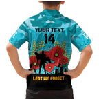 Custom Port Adelaide Football ANZAC Family Matching Mermaid Dress and Hawaiian Shirt Gallipoli Camouflage With Poppies