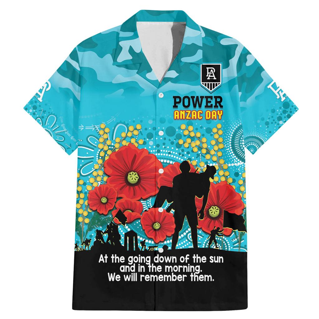 Custom Port Adelaide Football ANZAC Family Matching Mermaid Dress and Hawaiian Shirt Gallipoli Camouflage With Poppies
