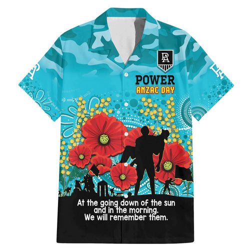 Custom Port Adelaide Football ANZAC Family Matching Mermaid Dress and Hawaiian Shirt Gallipoli Camouflage With Poppies