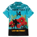 Custom Port Adelaide Football ANZAC Family Matching Mermaid Dress and Hawaiian Shirt Gallipoli Camouflage With Poppies