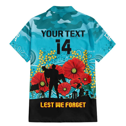 Custom Port Adelaide Football ANZAC Family Matching Mermaid Dress and Hawaiian Shirt Gallipoli Camouflage With Poppies
