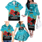 Custom Port Adelaide Football ANZAC Family Matching Off Shoulder Long Sleeve Dress and Hawaiian Shirt Gallipoli Camouflage With Poppies