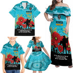 Custom Port Adelaide Football ANZAC Family Matching Off Shoulder Maxi Dress and Hawaiian Shirt Gallipoli Camouflage With Poppies