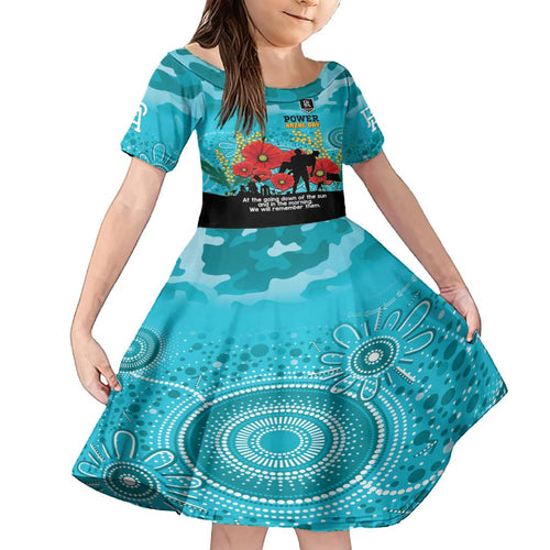 Custom Port Adelaide Football ANZAC Family Matching Off Shoulder Maxi Dress and Hawaiian Shirt Gallipoli Camouflage With Poppies