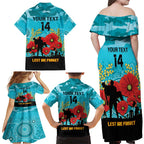 Custom Port Adelaide Football ANZAC Family Matching Off Shoulder Maxi Dress and Hawaiian Shirt Gallipoli Camouflage With Poppies