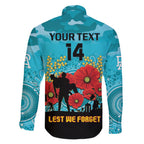 Custom Port Adelaide Football ANZAC Family Matching Off Shoulder Short Dress and Hawaiian Shirt Gallipoli Camouflage With Poppies