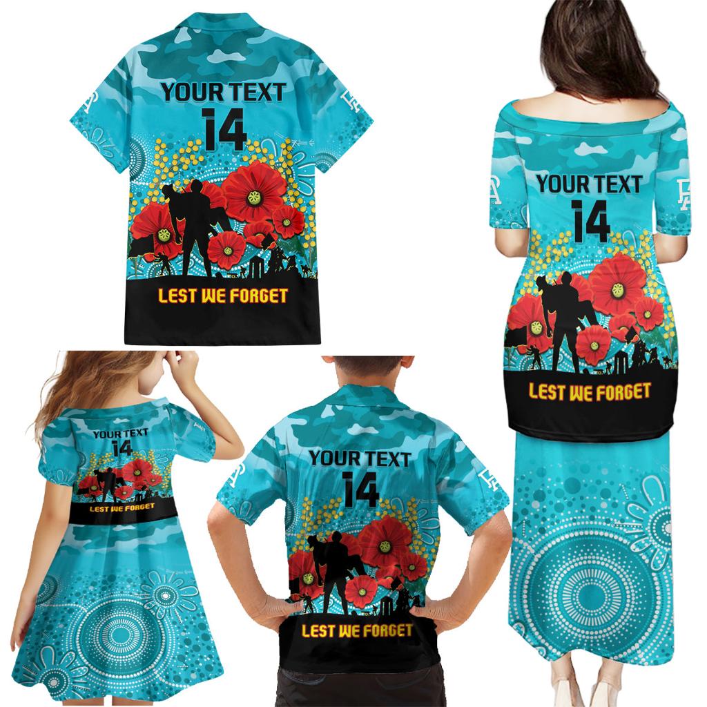 Custom Port Adelaide Football ANZAC Family Matching Puletasi and Hawaiian Shirt Gallipoli Camouflage With Poppies