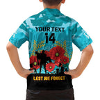 Custom Port Adelaide Football ANZAC Family Matching Short Sleeve Bodycon Dress and Hawaiian Shirt Gallipoli Camouflage With Poppies