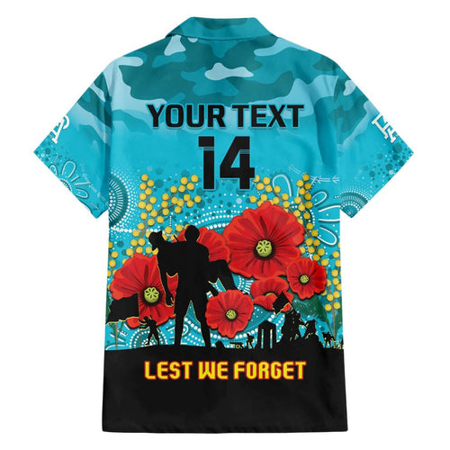 Custom Port Adelaide Football ANZAC Family Matching Short Sleeve Bodycon Dress and Hawaiian Shirt Gallipoli Camouflage With Poppies