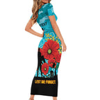 Custom Port Adelaide Football ANZAC Family Matching Short Sleeve Bodycon Dress and Hawaiian Shirt Gallipoli Camouflage With Poppies