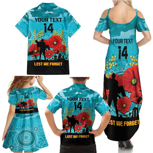 Custom Port Adelaide Football ANZAC Family Matching Summer Maxi Dress and Hawaiian Shirt Gallipoli Camouflage With Poppies