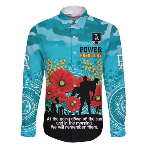 Custom Port Adelaide Football ANZAC Family Matching Summer Maxi Dress and Hawaiian Shirt Gallipoli Camouflage With Poppies