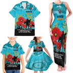 Custom Port Adelaide Football ANZAC Family Matching Tank Maxi Dress and Hawaiian Shirt Gallipoli Camouflage With Poppies