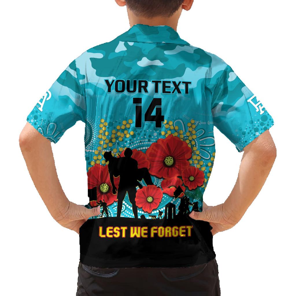 Custom Port Adelaide Football ANZAC Family Matching Tank Maxi Dress and Hawaiian Shirt Gallipoli Camouflage With Poppies