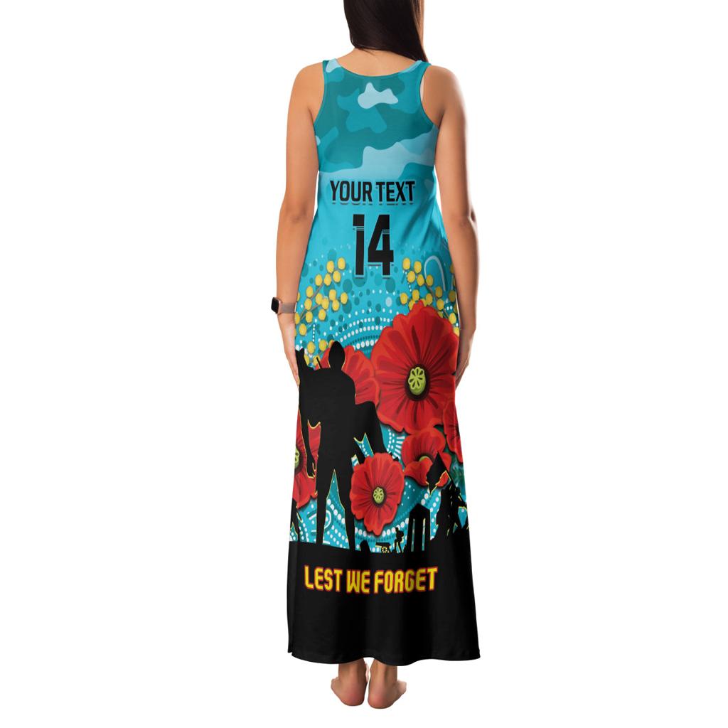 Custom Port Adelaide Football ANZAC Family Matching Tank Maxi Dress and Hawaiian Shirt Gallipoli Camouflage With Poppies