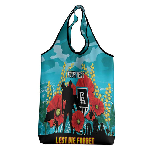 Custom Port Adelaide Football ANZAC Grocery Bag Gallipoli Camouflage With Poppies