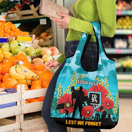 Custom Port Adelaide Football ANZAC Grocery Bag Gallipoli Camouflage With Poppies