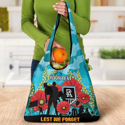 Custom Port Adelaide Football ANZAC Grocery Bag Gallipoli Camouflage With Poppies