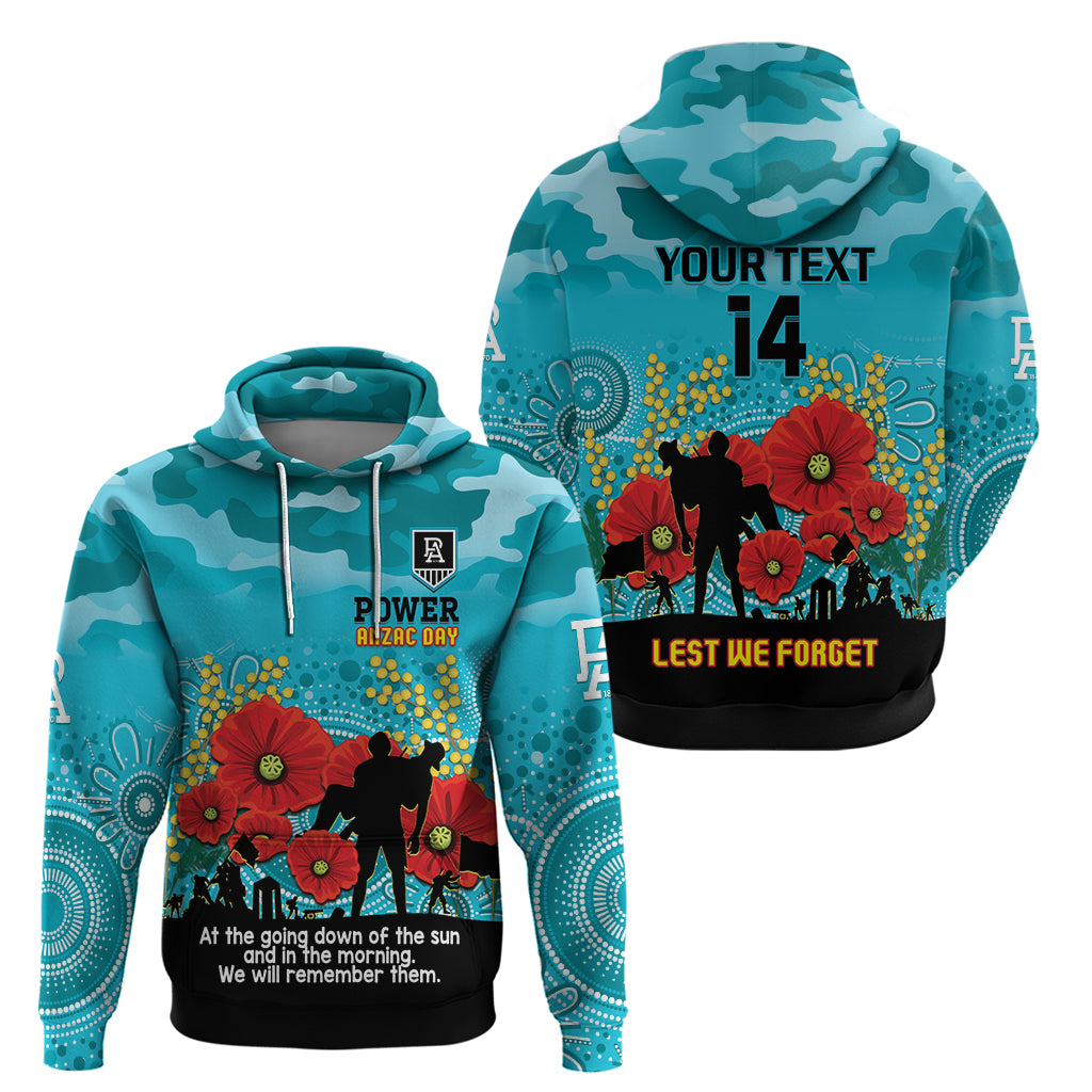 Custom Port Adelaide Football ANZAC Hoodie Gallipoli Camouflage With Poppies